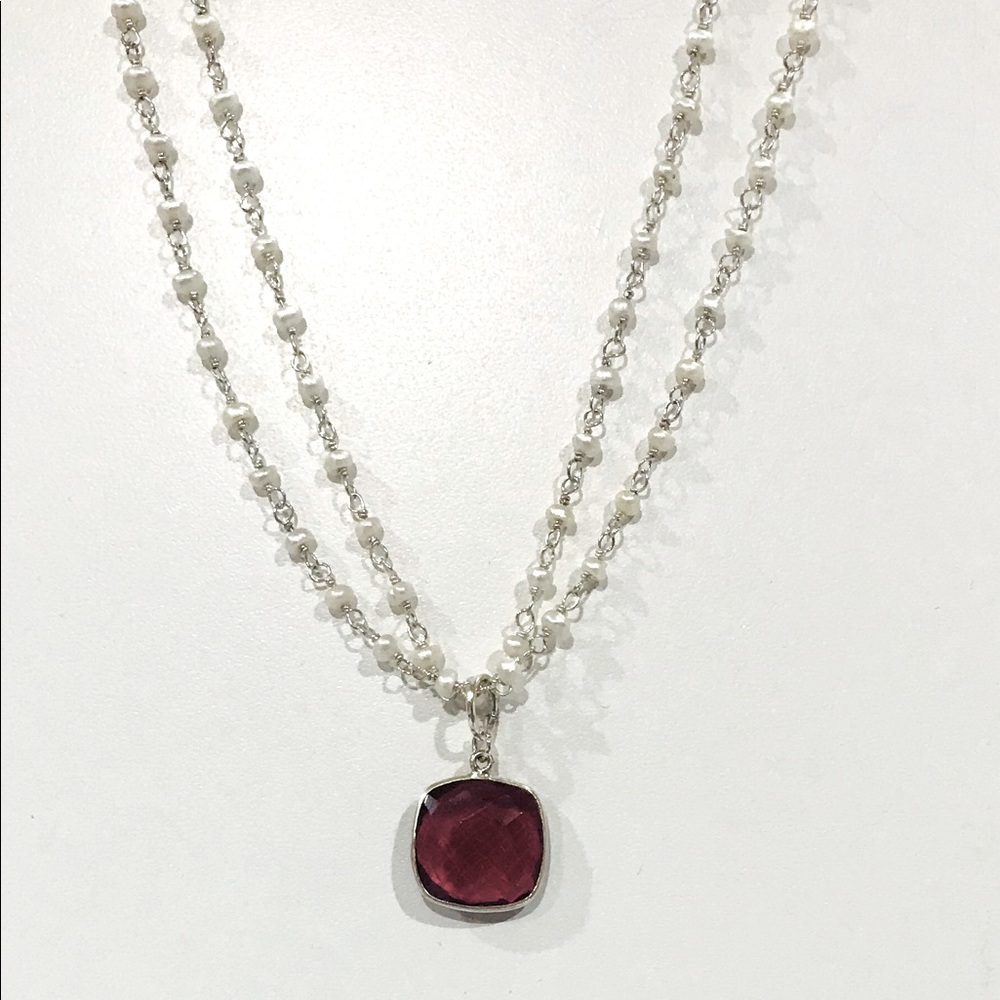 Sterling silver double strand freshwater pearl